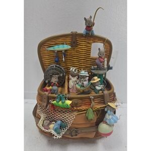 Enesco Small World of Music Gone Fishing Deluxe Musical Box Vintage Read